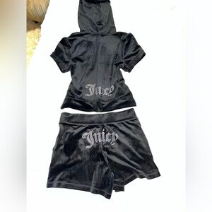 Juicy Couture Y2K Velour Bling tracksuit Shorts Set Liquorice Black New